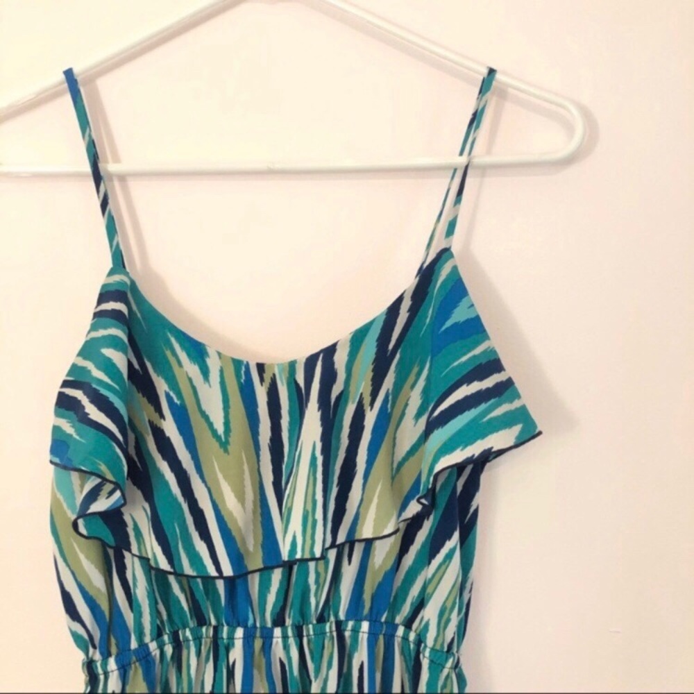 Soprano Blue Green Sleeveless Ruffle Maxi Dress M - Picture 2 of 4